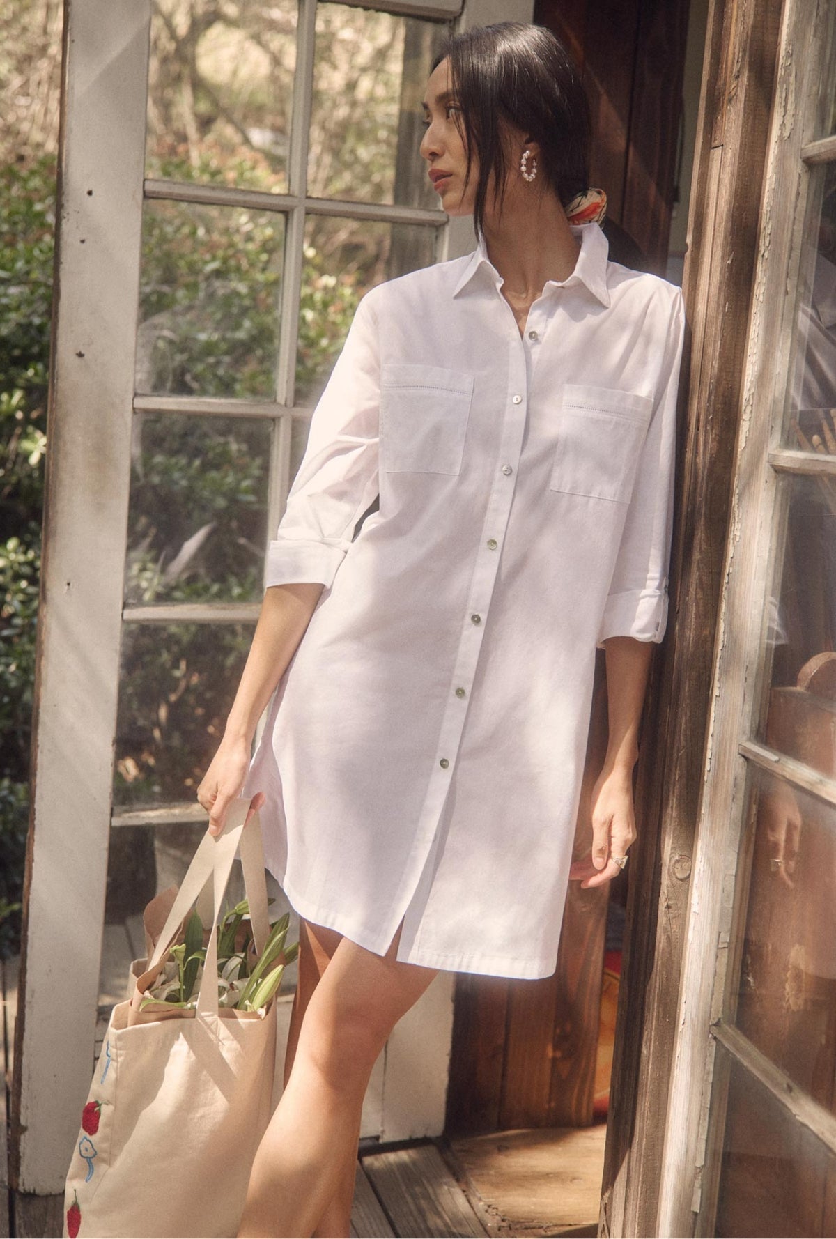 Eileen West The "Dylan" Classic Cotton Short Boyfriend Shirt Dress