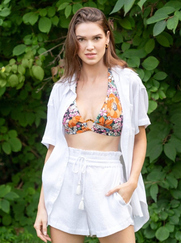 Neutral-toned Vicki shorts perfect for beach or resort