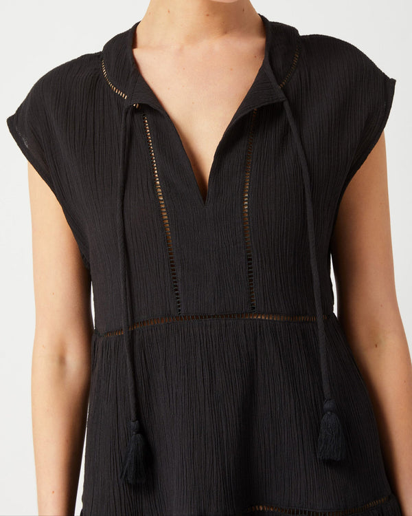 Boho-style Gari dress with split neckline