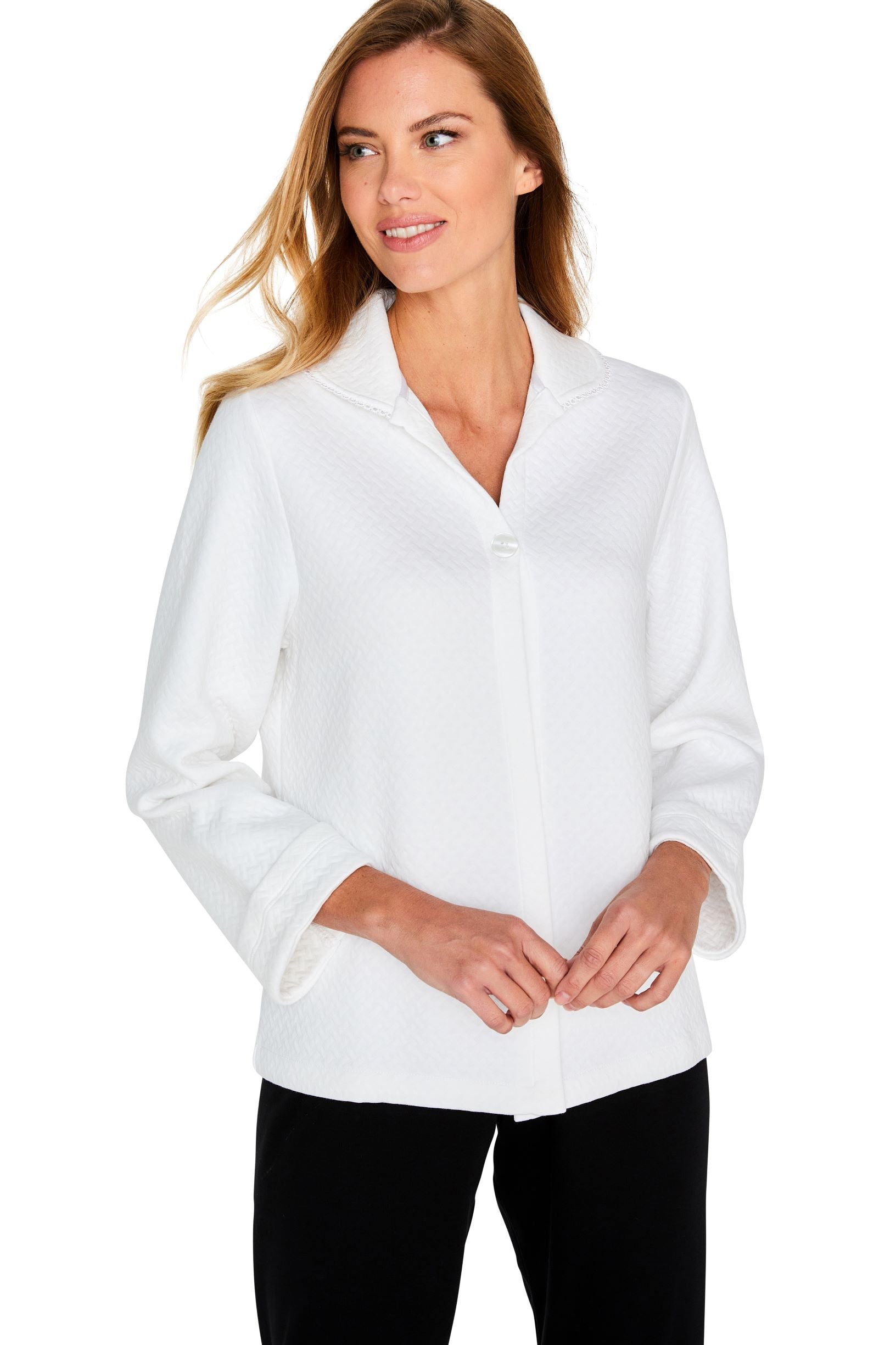 Marelle Kelly Long Sleeve Jacquard Quilted Bed Jacket