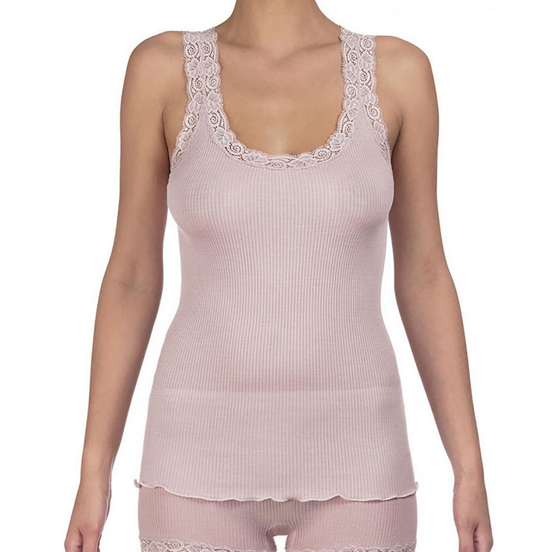 Oscalito Wool and Silk Tank Top with Leavers Lace