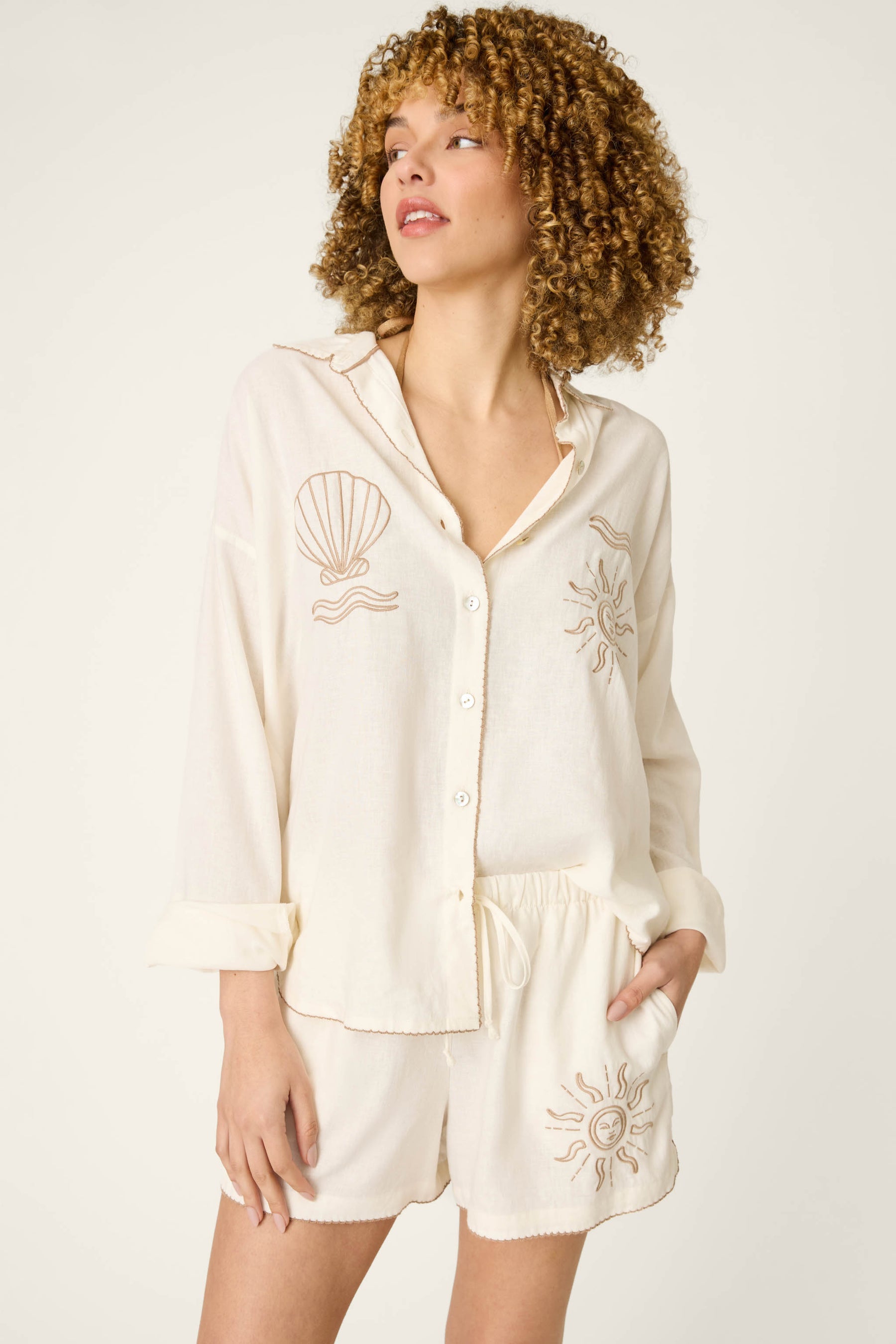 P.J. Salvage Breeze By The Sea White Sands L/S Top