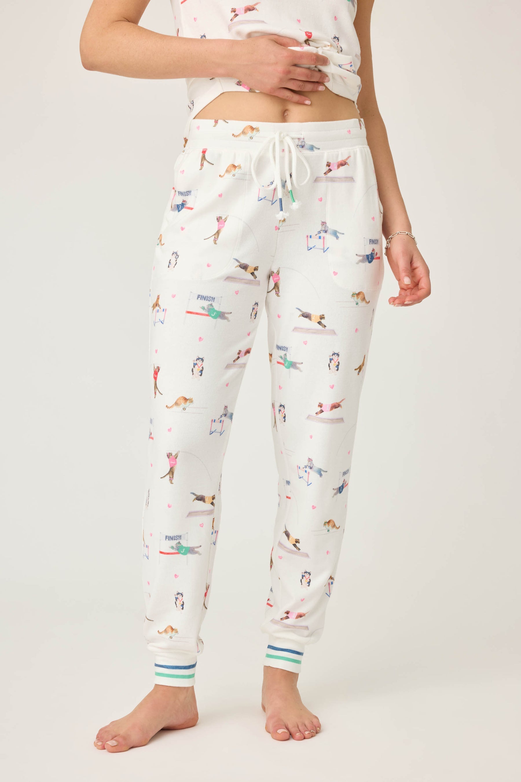 P.J. Salvage Catletics Cat Print Banded Pants
