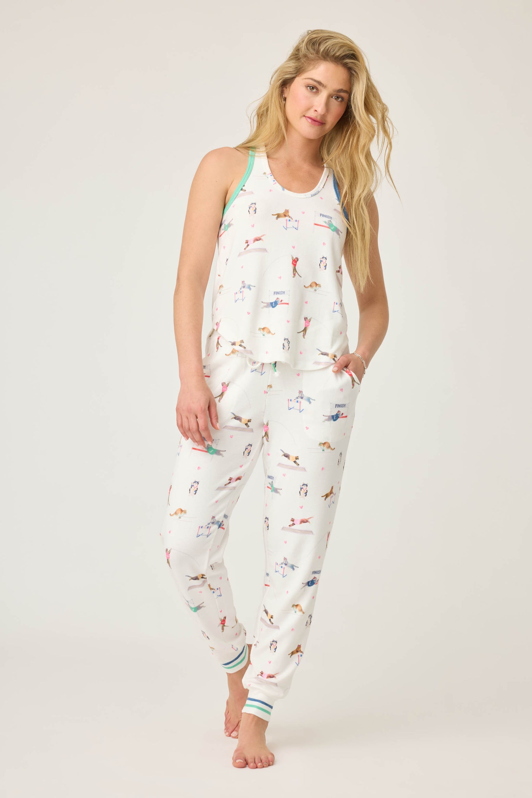 P.J. Salvage Catletics Cat Print Banded Pants