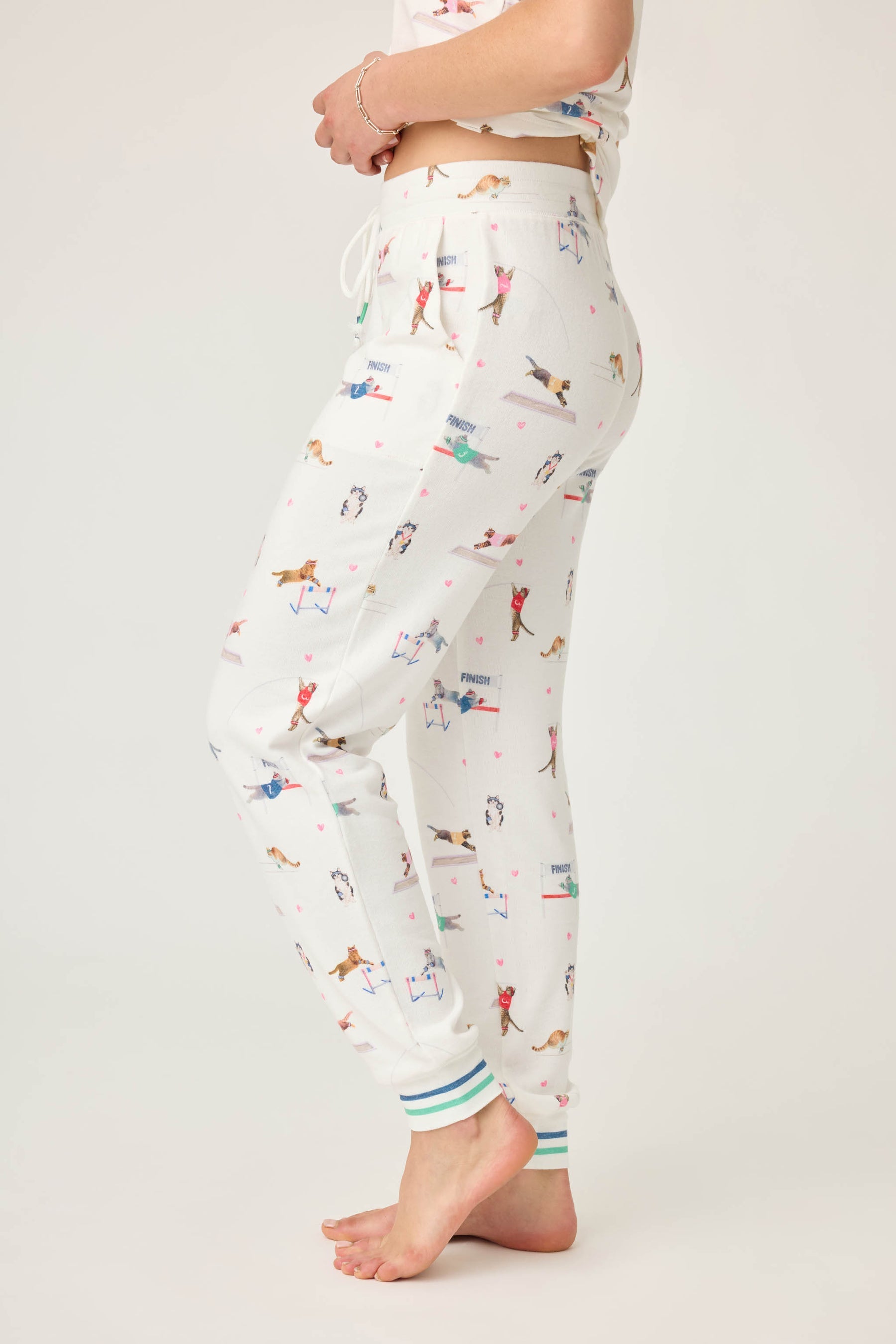 P.J. Salvage Catletics Cat Print Banded Pants