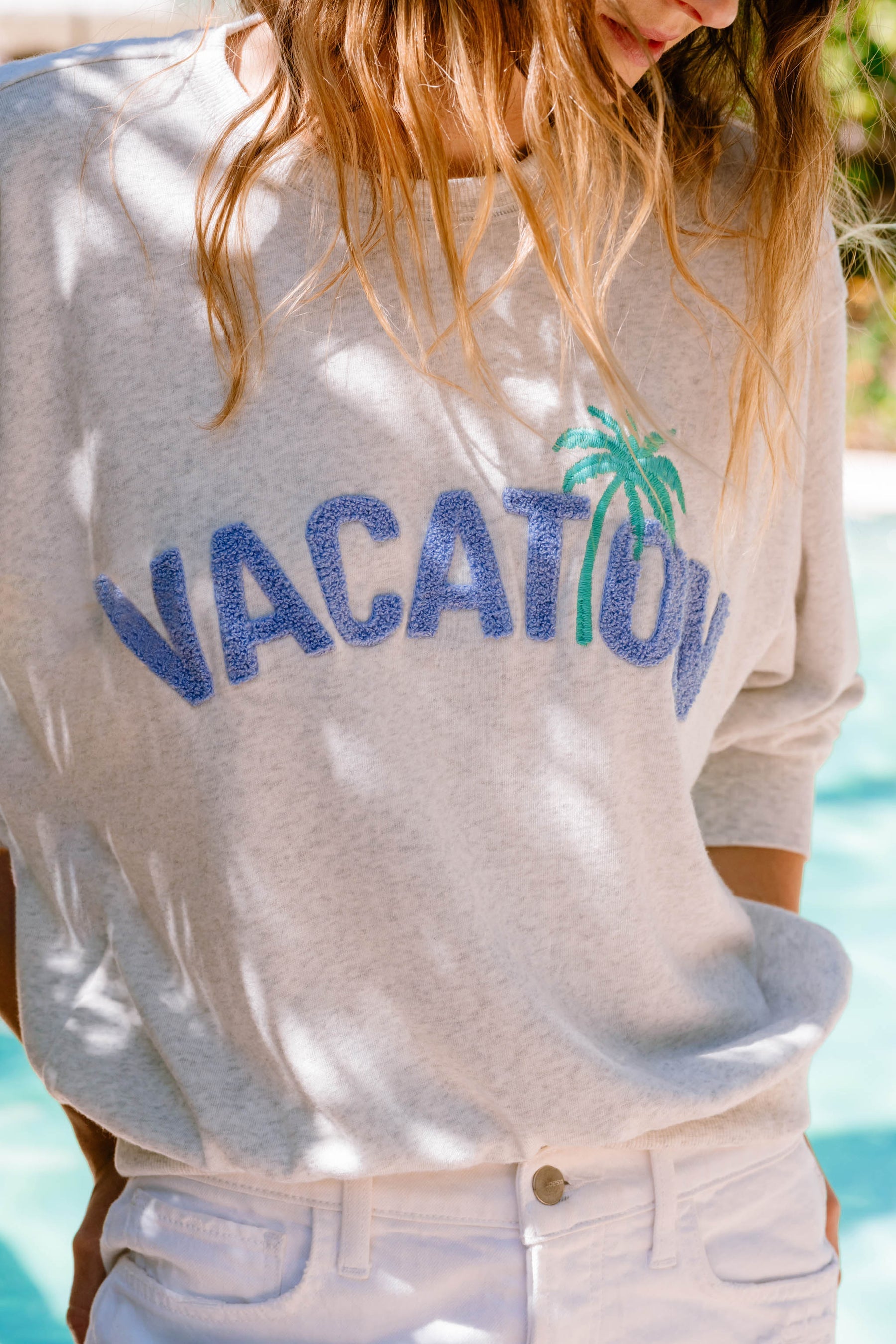 P.J. Salvage Vacay Vibes "Vacation" Long Sleeve Sweatshirt