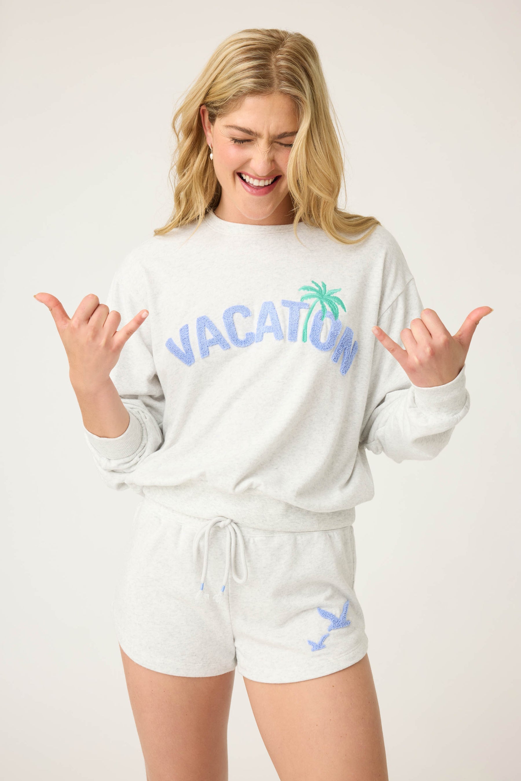 P.J. Salvage Vacay Vibes "Vacation" Long Sleeve Sweatshirt