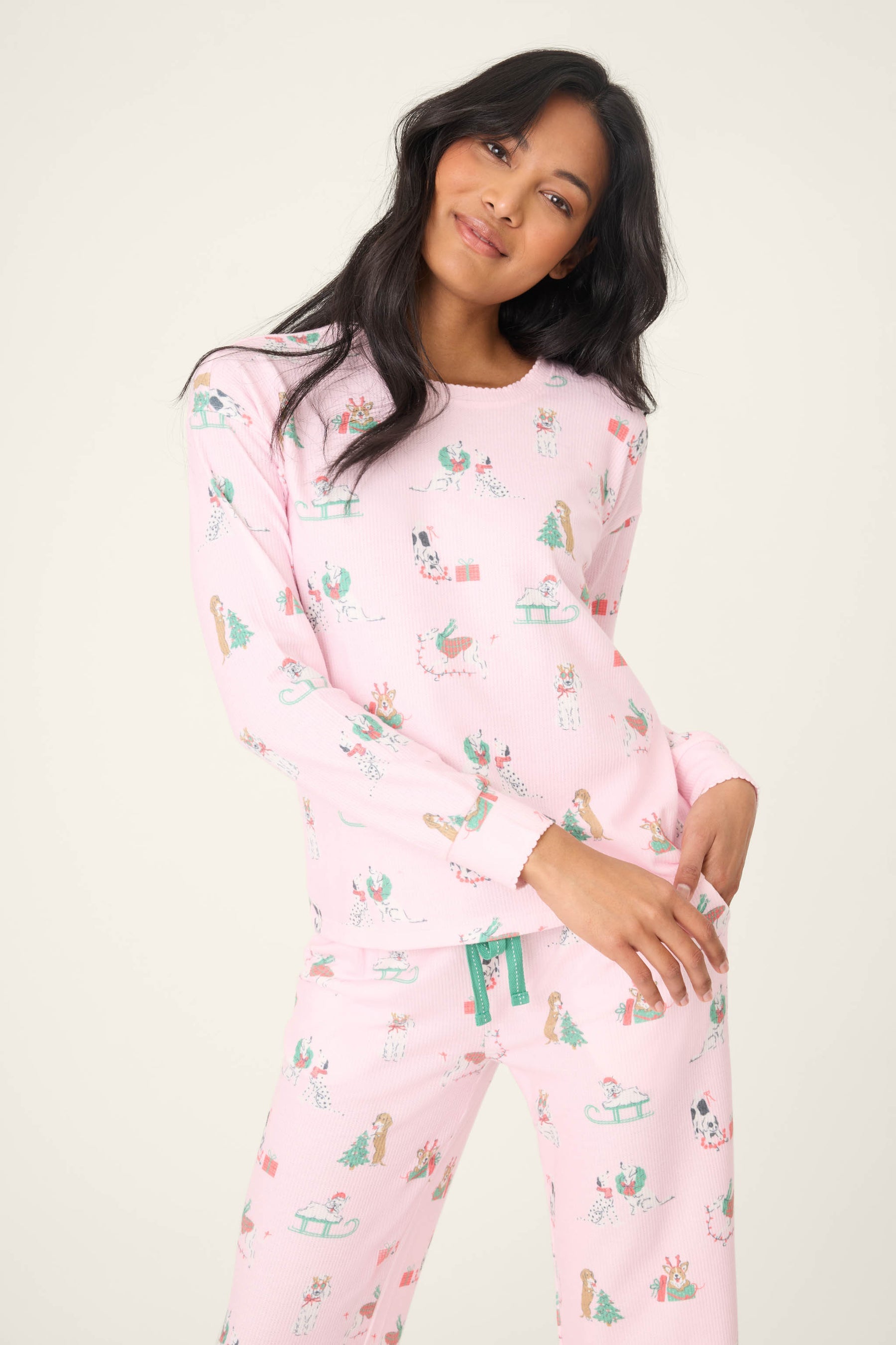 P.J. Salvage Peace & Pawlidays Dog Print Pants Set