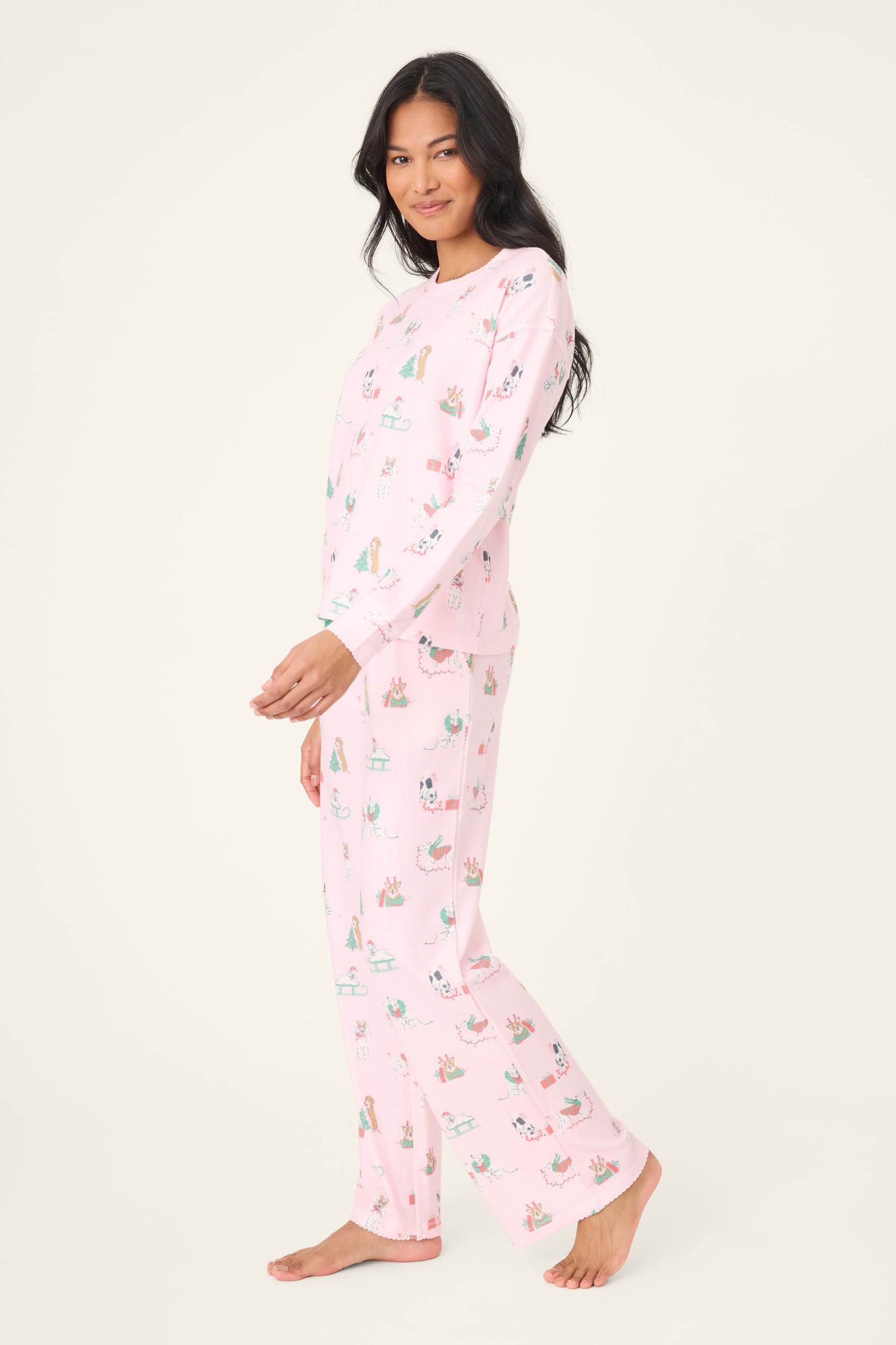P.J. Salvage Peace & Pawlidays Dog Print Pants Set