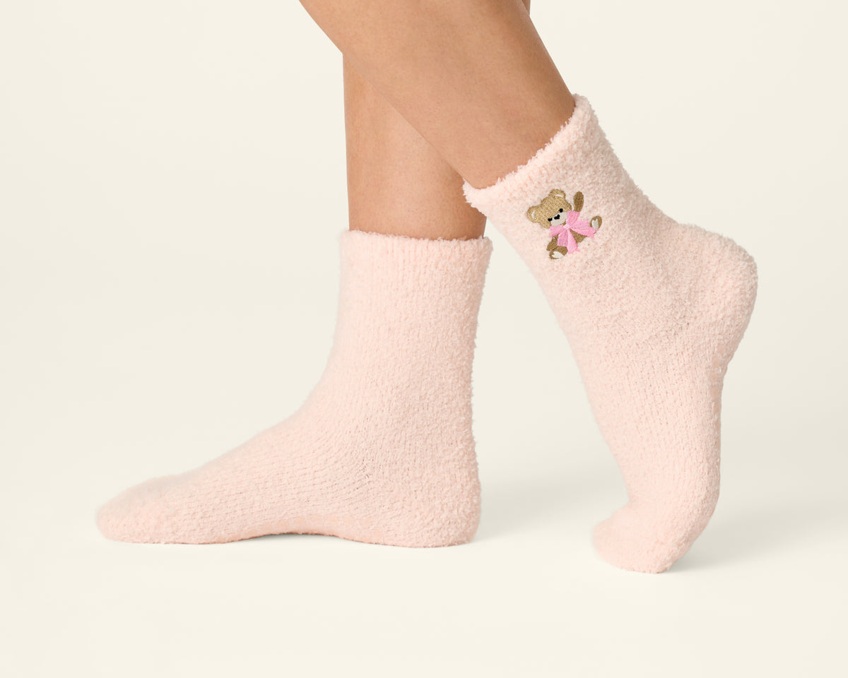 P.J. Salvage Pink Bow Bear Sock