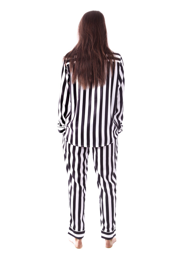 Silky Pyjamas with Black and white stripes