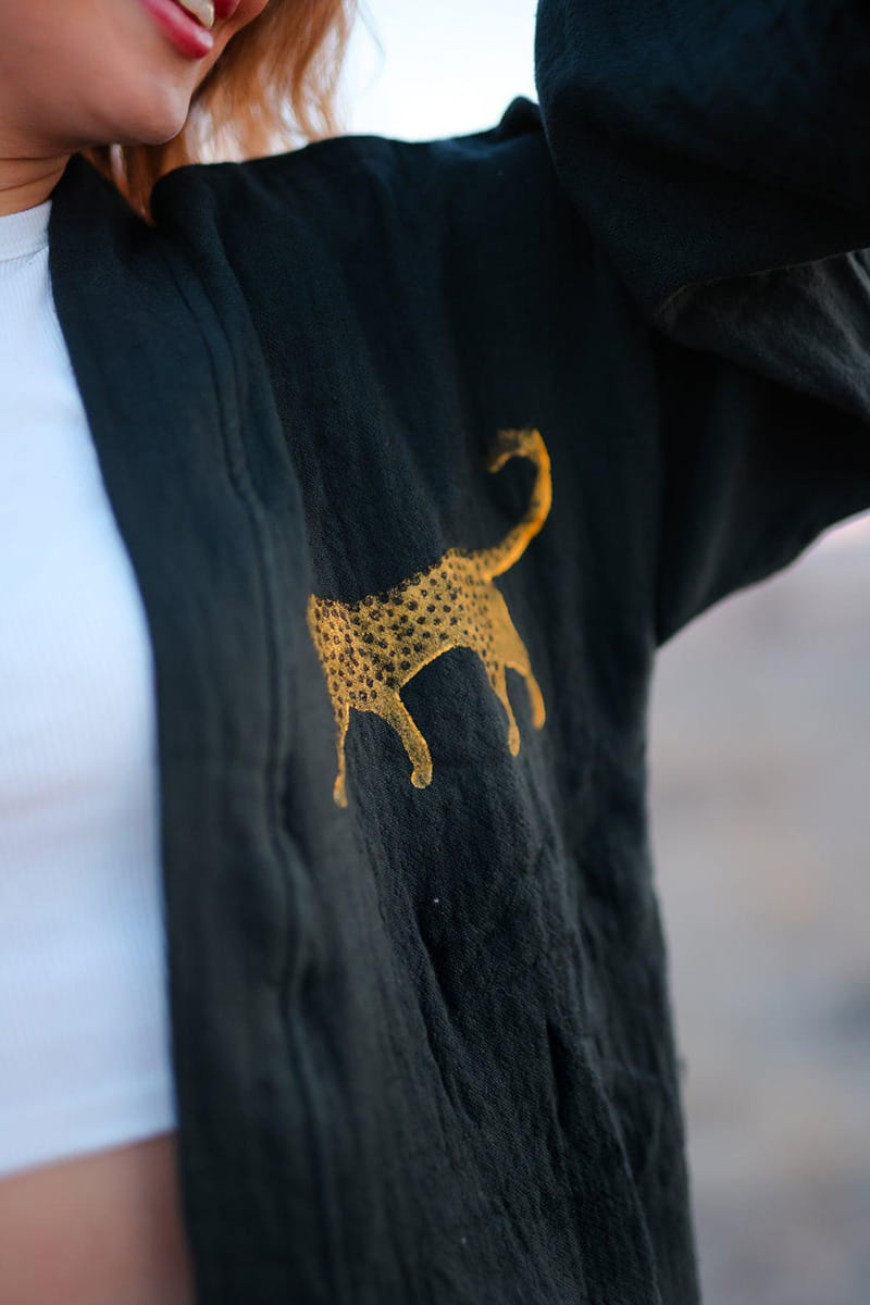 Moa Boho Tiger Long Kaftan Kimono