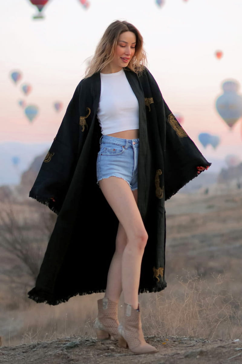 Moa Boho Tiger Long Kaftan Kimono
