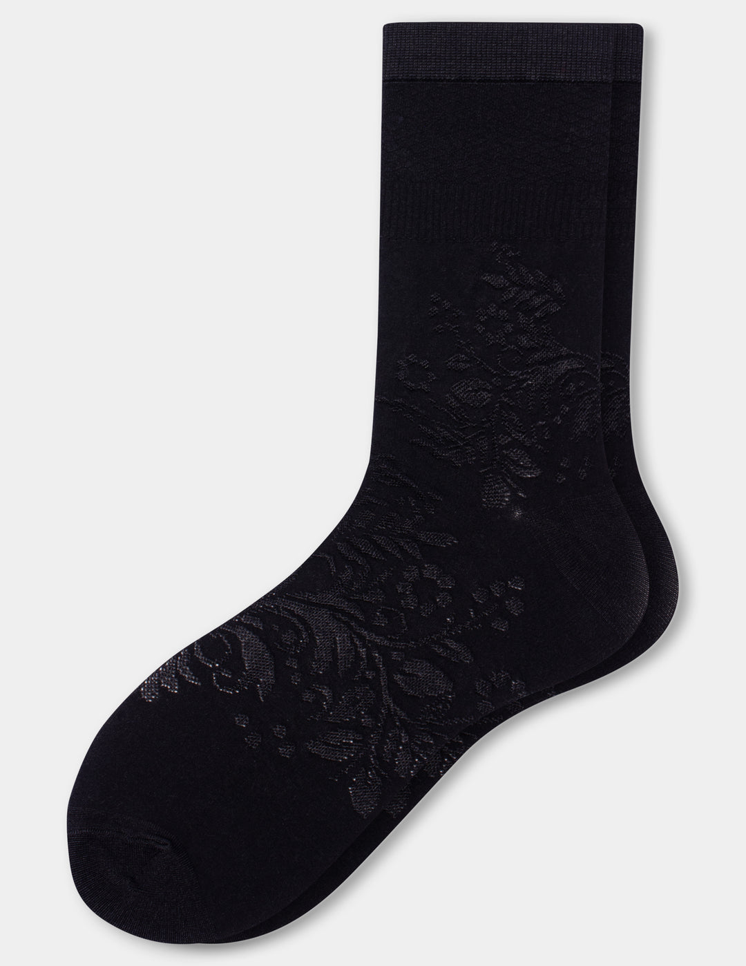 Hue Textured Floral Crew Sock