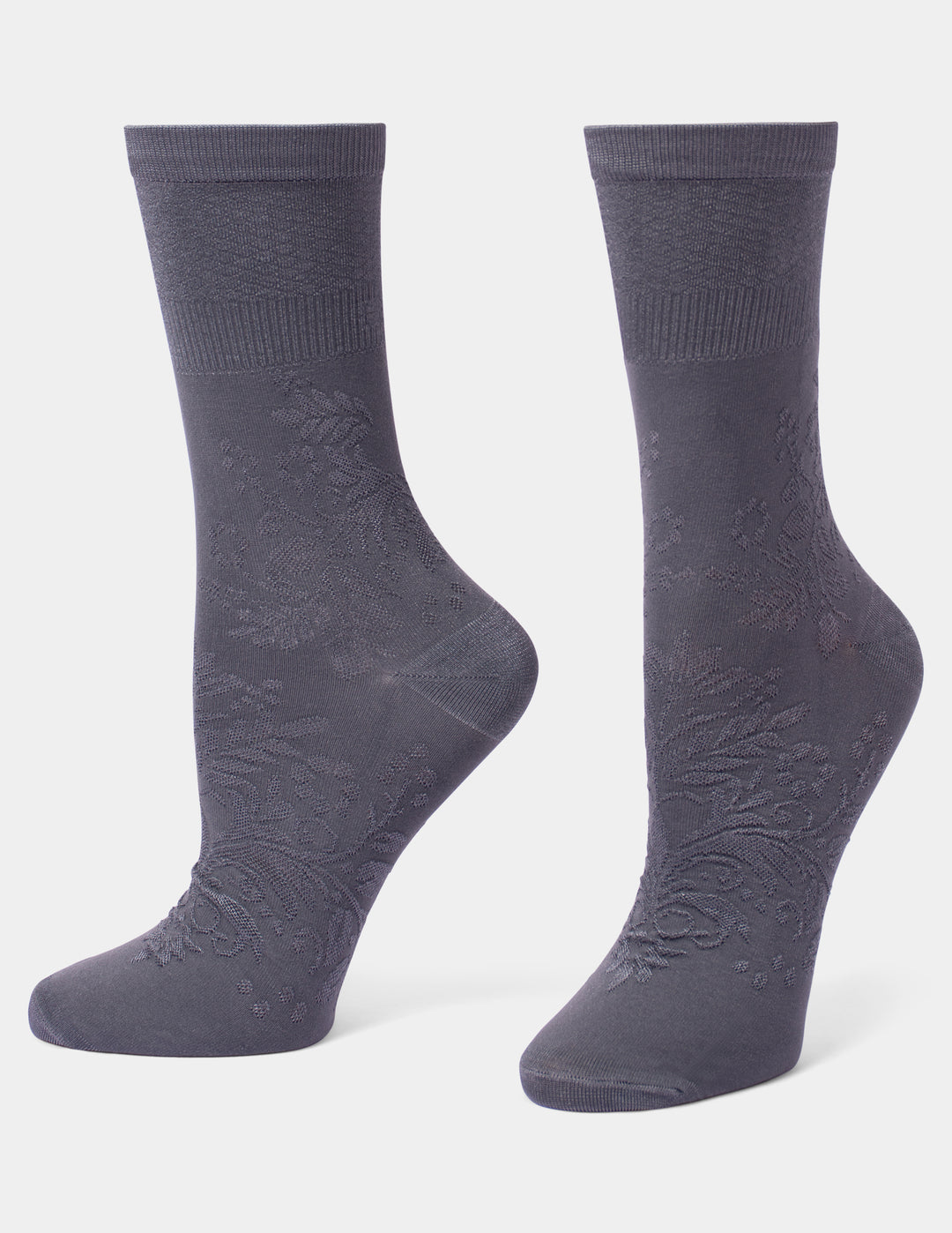 Hue Textured Floral Crew Sock