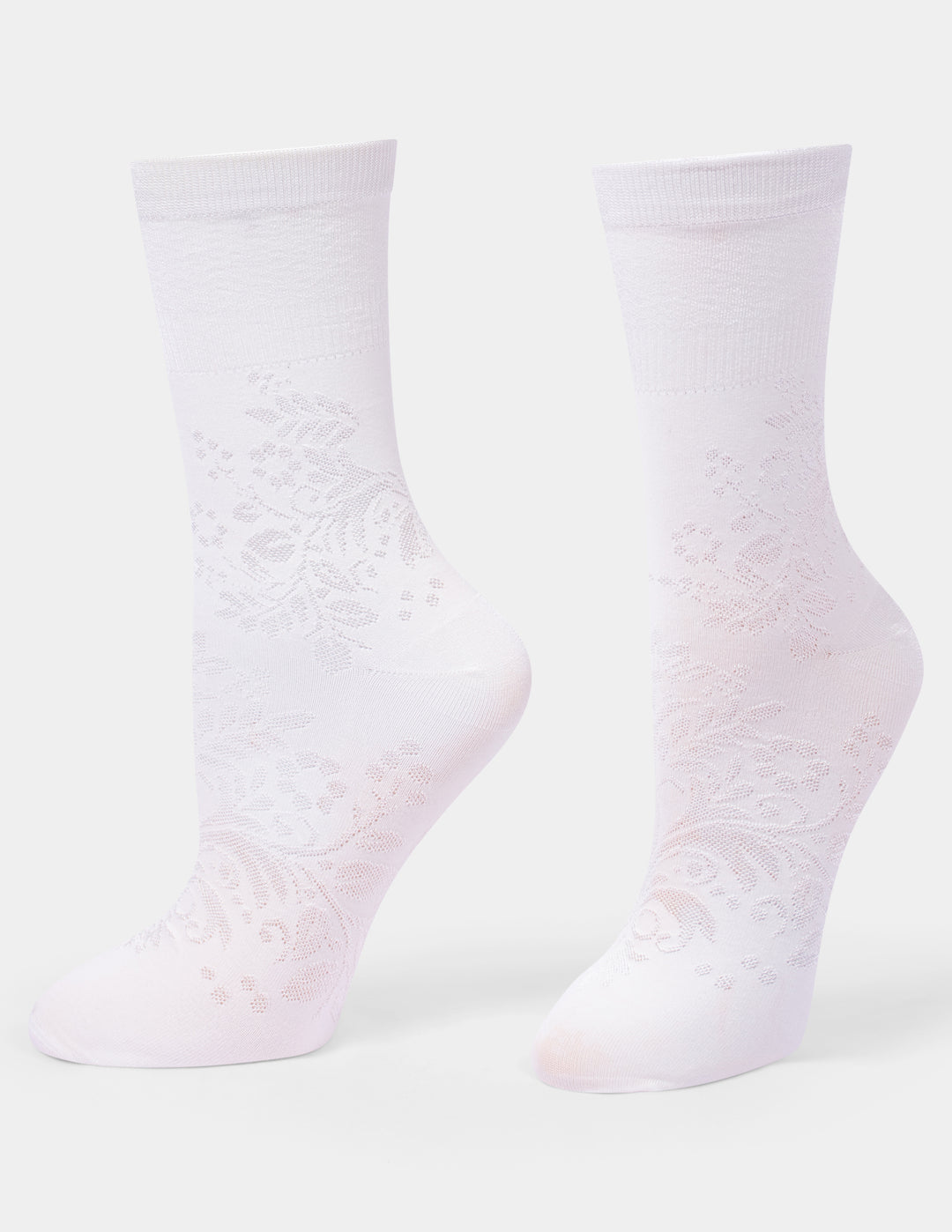 Hue Textured Floral Crew Sock