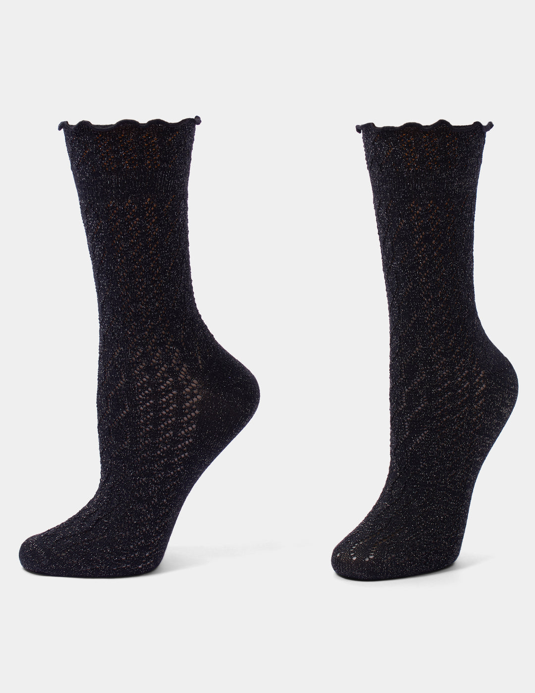 Hue Metallic Pointelle Ruffle Sock