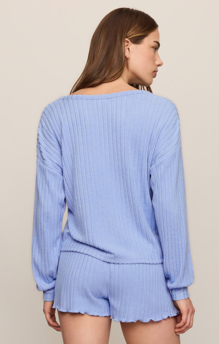 Z Supply Daydreamer Silky Rib V-Neck L/S Top