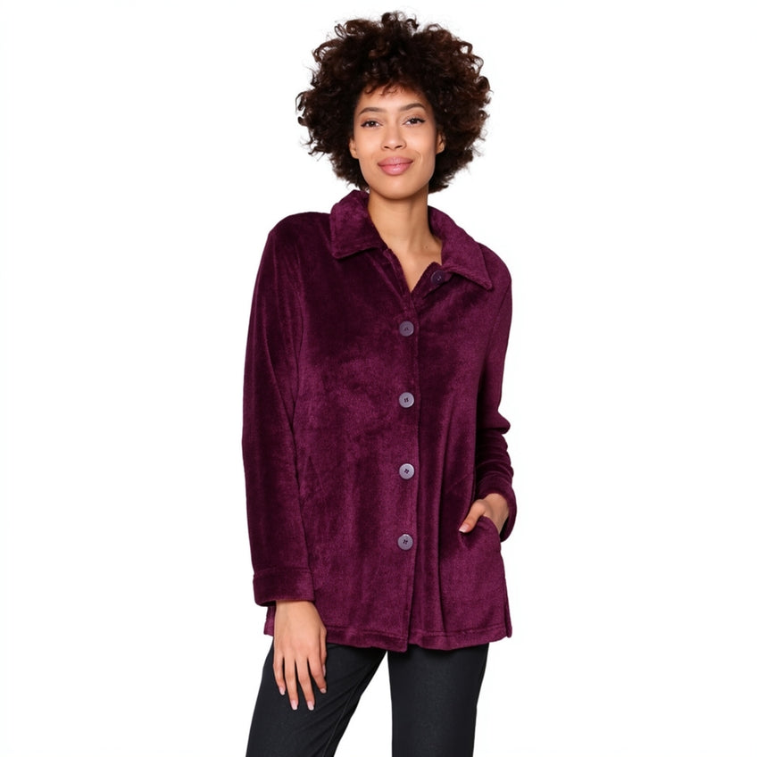 La Cera Plush Fleece Bed Jacket