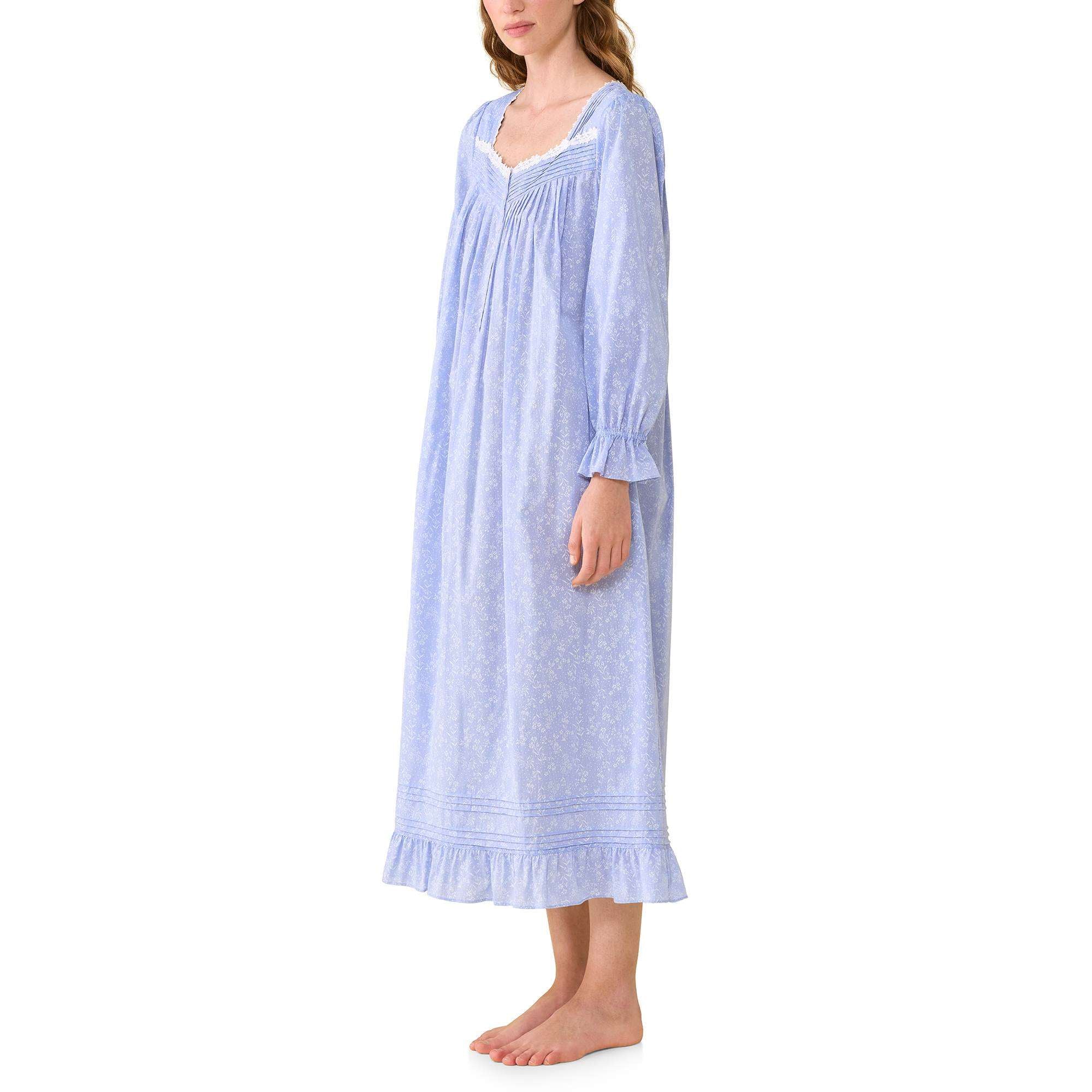 Eileen West Cotton Yarn Dyed Chambray 50" Ballet L/S Nightgown
