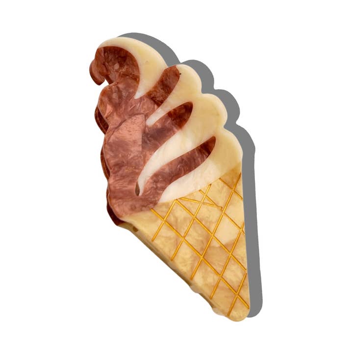 Solar Eclipse Hand-Painted Soft Serve Ice Cream Claw Hair Clip
