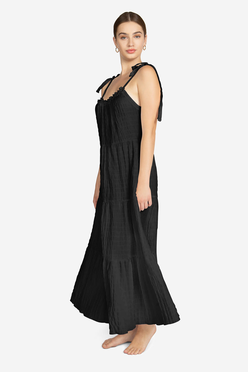 black fiona long line dress
