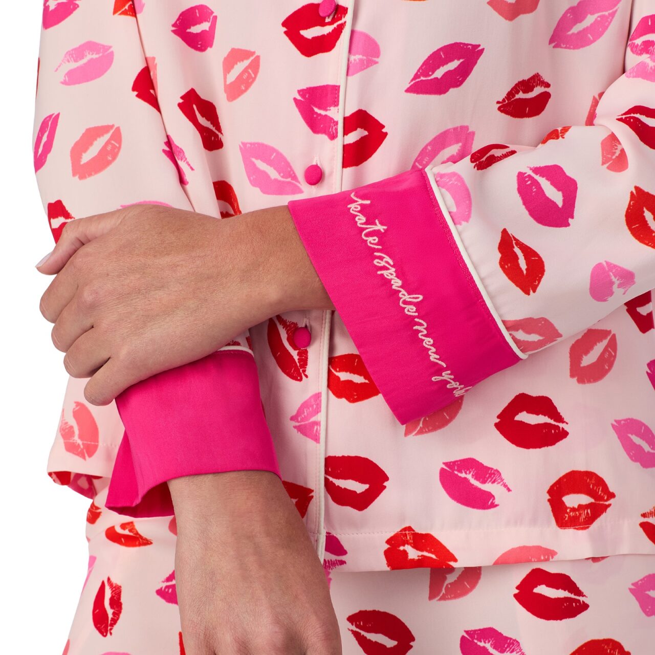 Kate Spade Charmeuse L/S Notch Long PJ