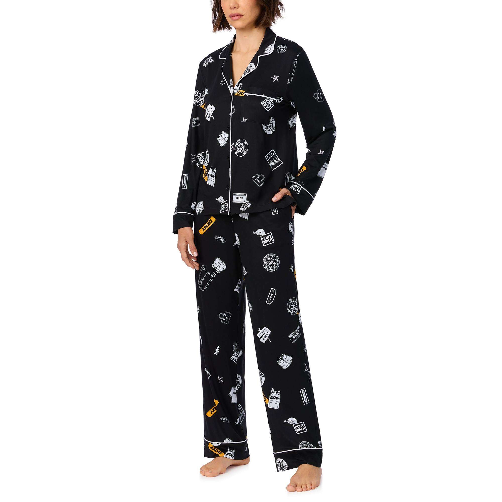 DKNY L/S Notch Top & Pant PJ Set