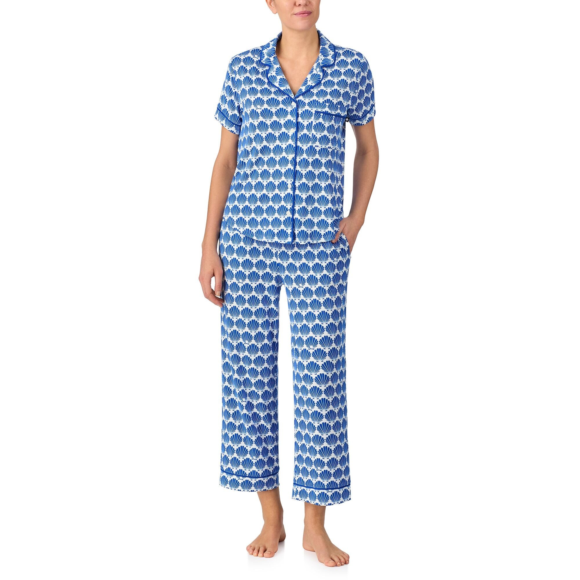 Kate Spade S/S Cropped PJ Set- Blue/Grd