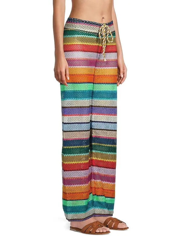 colorful striped design boho pant