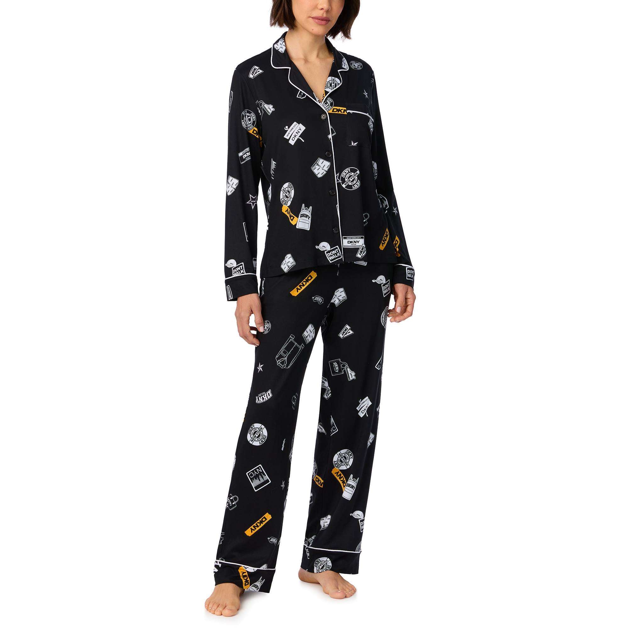 DKNY L/S Notch Top & Pant PJ Set