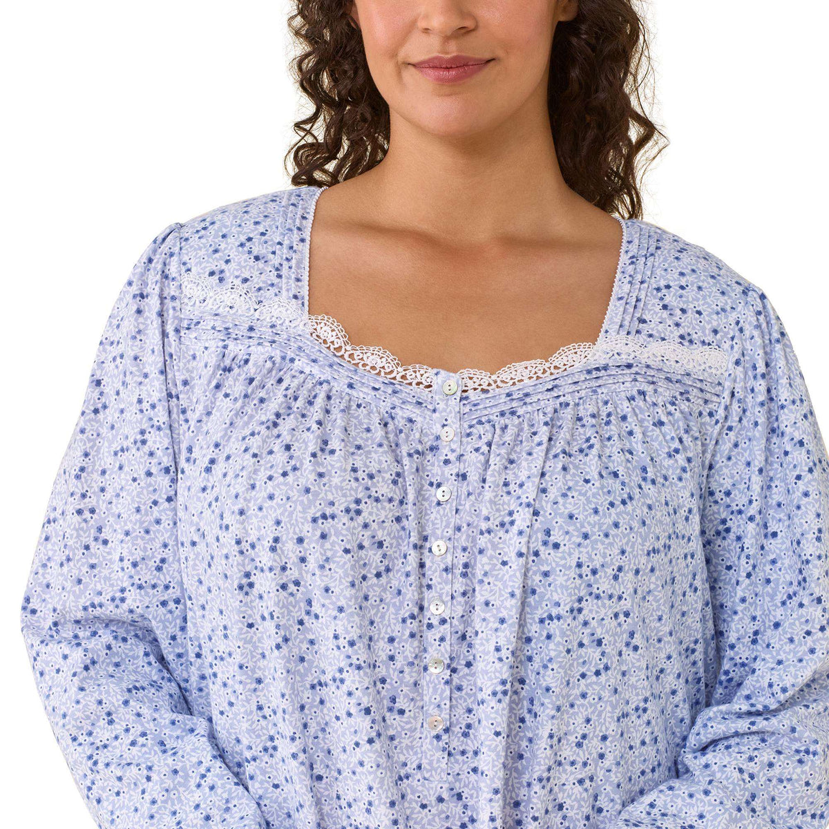 Eileen West 100% Cotton Peached Jersey 48" L/S Long Nightgown