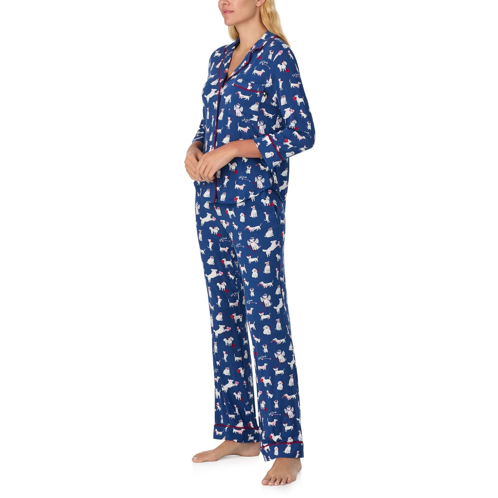 Kate Spade 3/4/Sleeve Notch Long PJ Set
