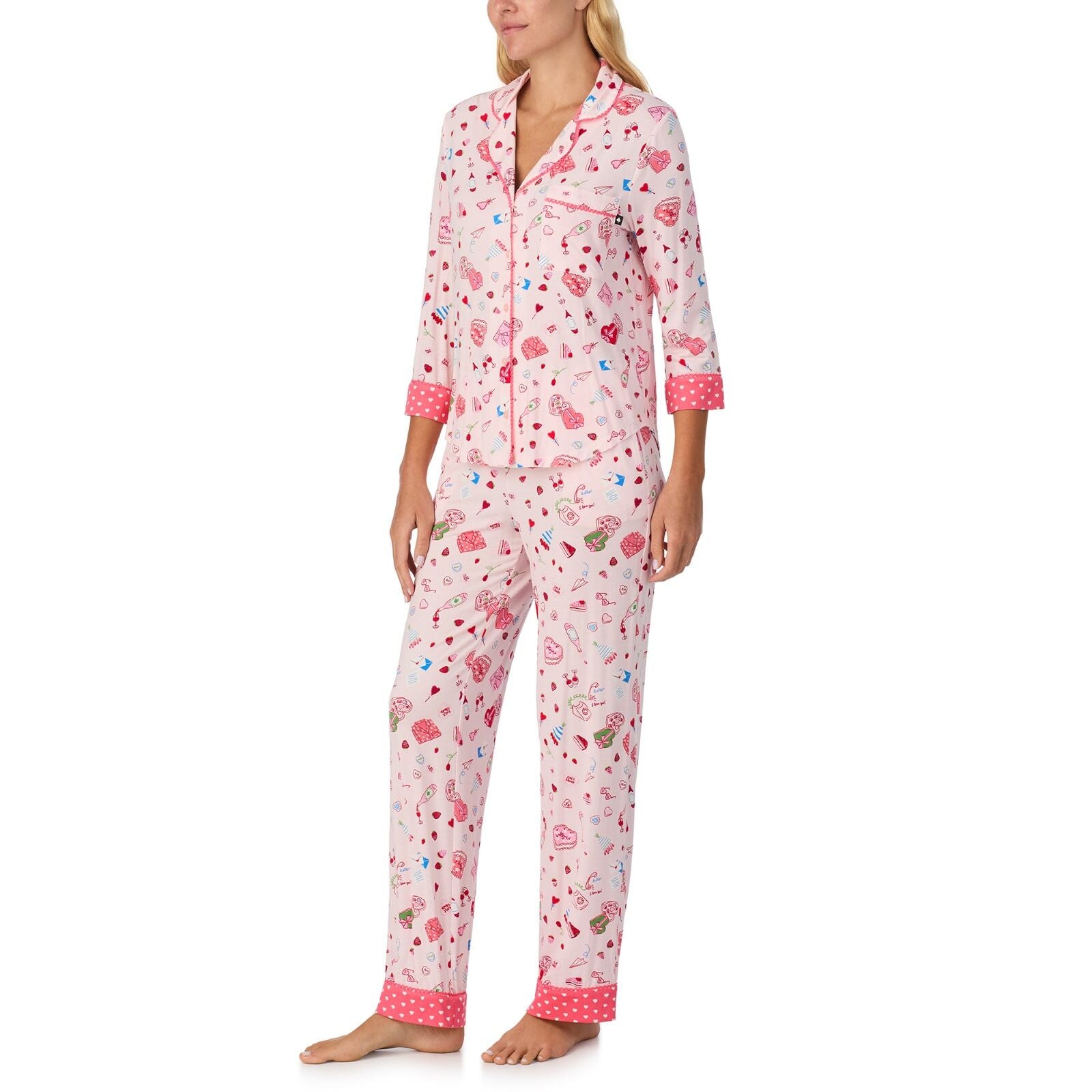 Kate Spade 3/4/Sleeve Notch Long PJ Set