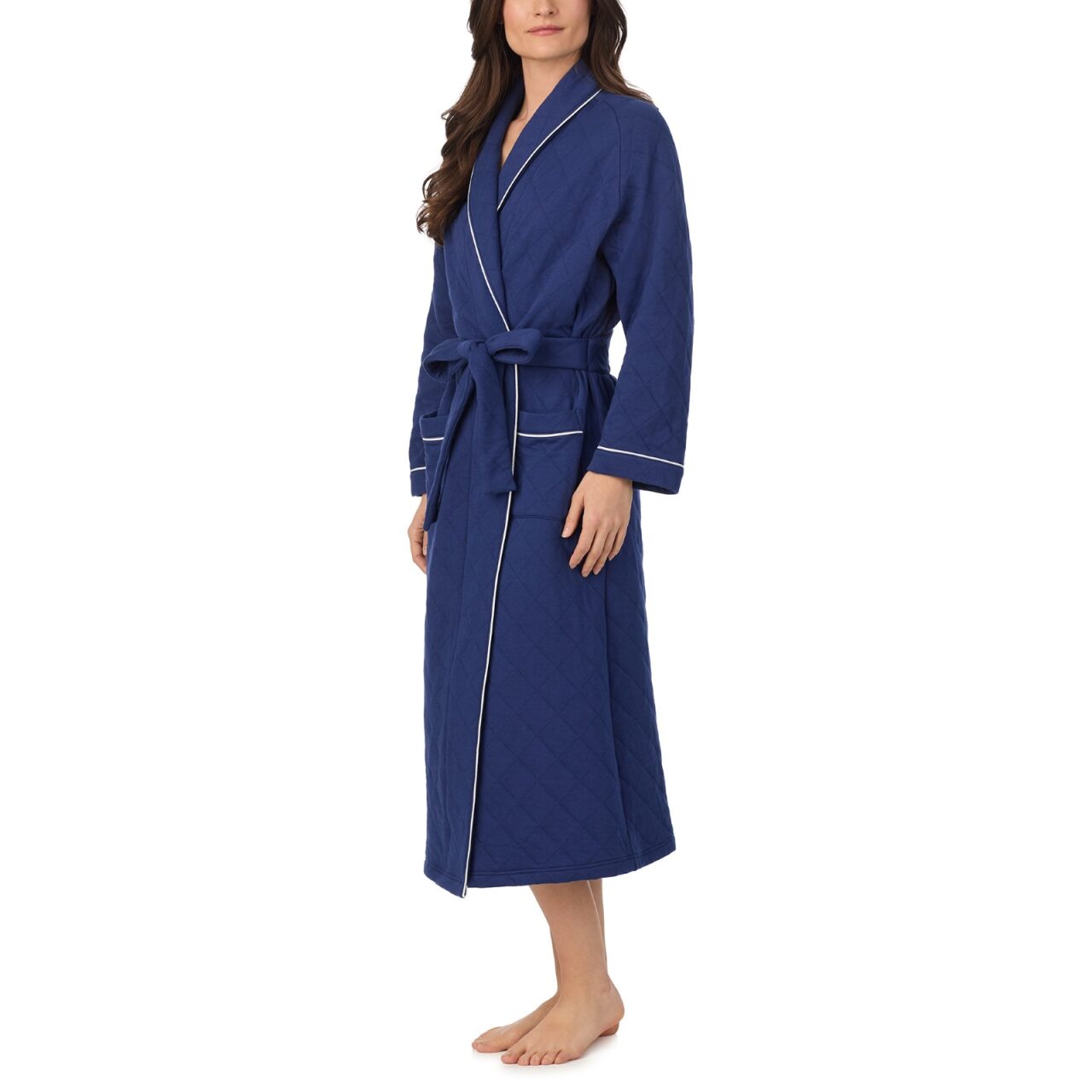 Eileen West Cotton Rich Diamond Quilted Long Wrap Robe