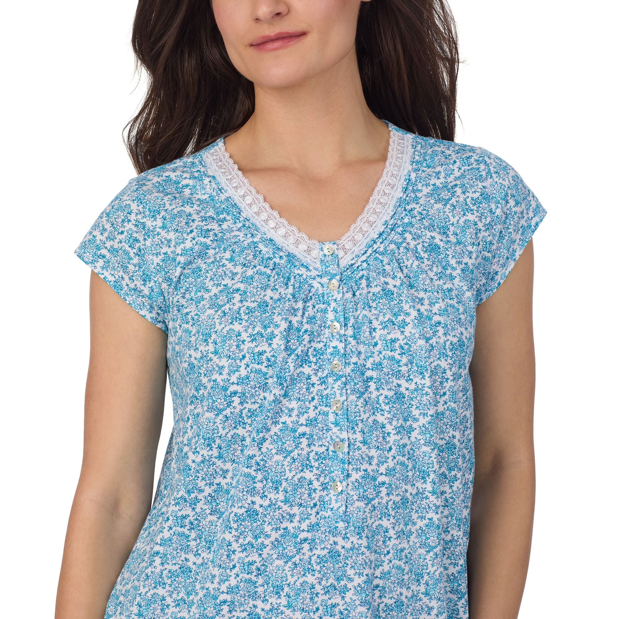 Eileen West Cotton Jersey Knit Short Cap/S Nightshirt
