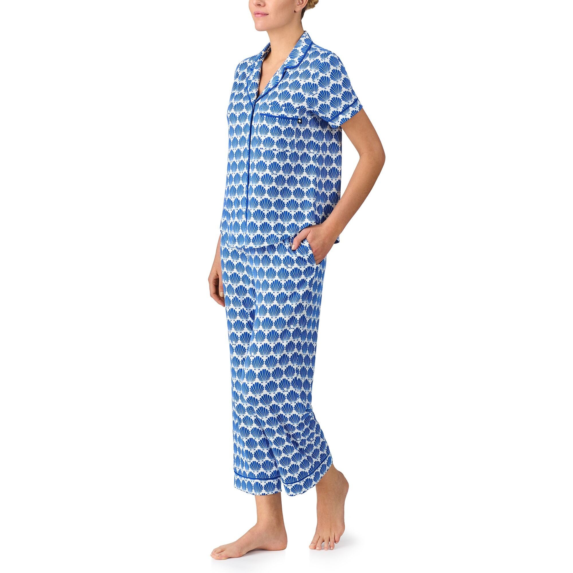 Kate Spade S/S Cropped PJ Set- Blue/Grd