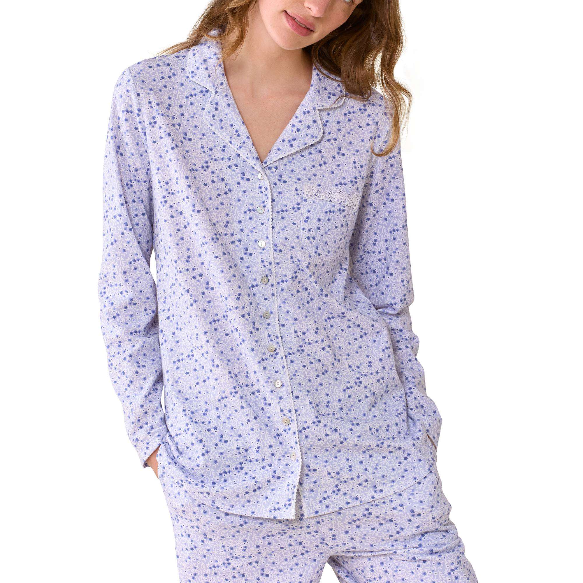 Eileen West Cotton Peached Jersey L/S Notch Collar Long PJ Set