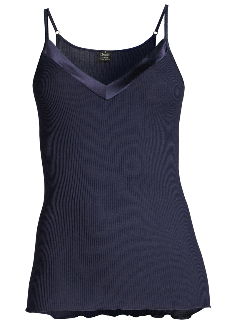 oscalito filoscozia spaghetti v neck top with satin edging