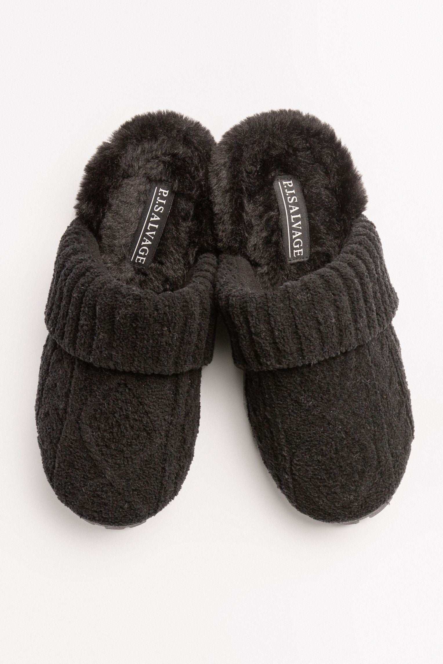 P.J. Salvage Cable Knit Slide Small Black
