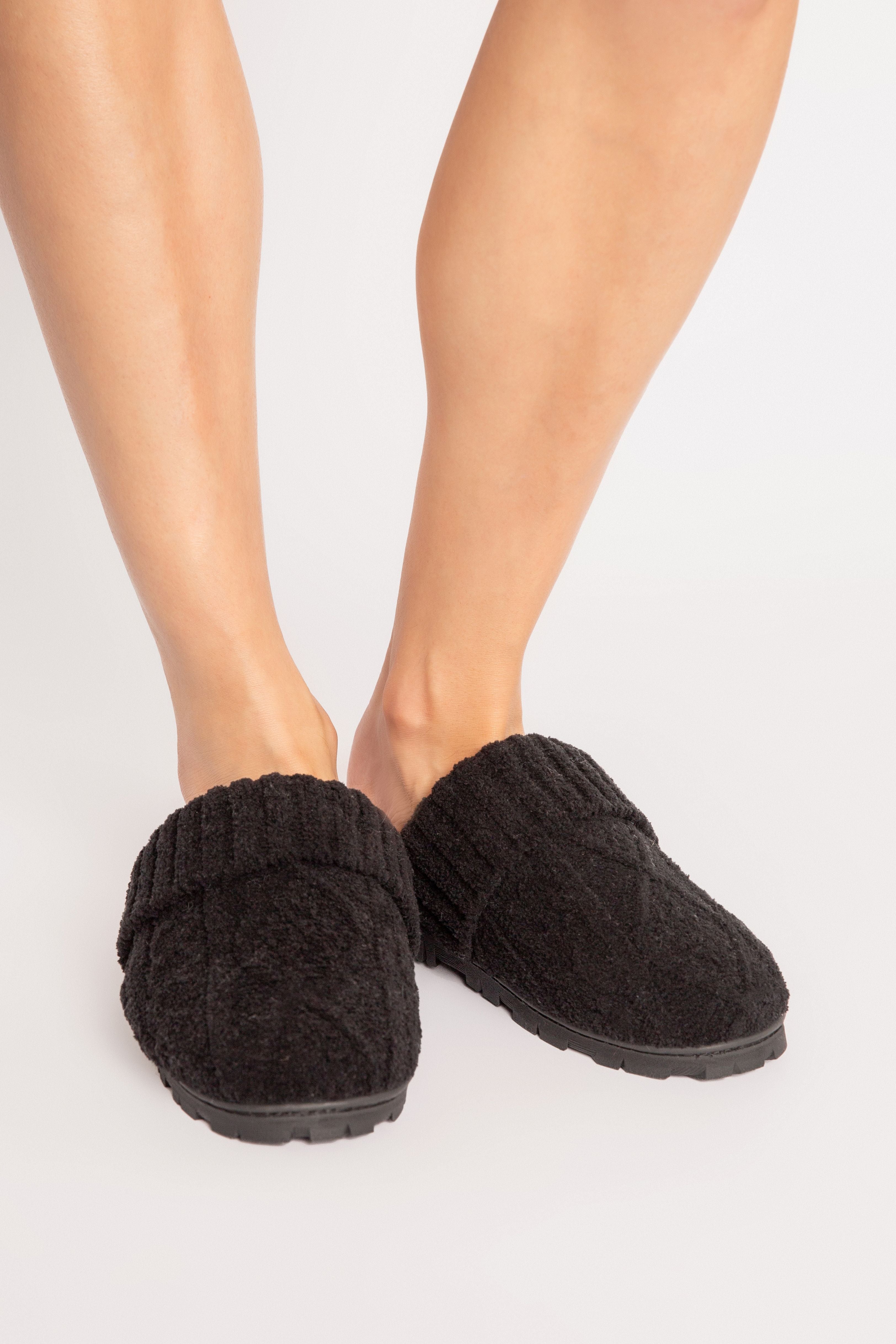 P.J. Salvage Cable Knit Slide Small Black