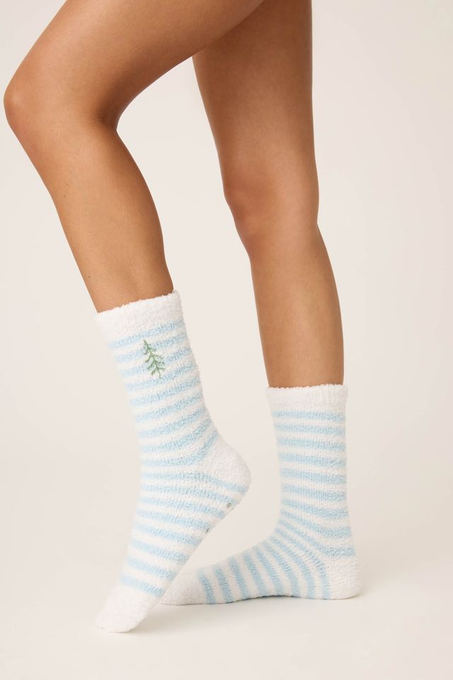 P.J. Salvage Striped Tree Cozy Crew Sock