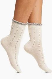 Hue Scalloped Tipped Boot Sock White One Size