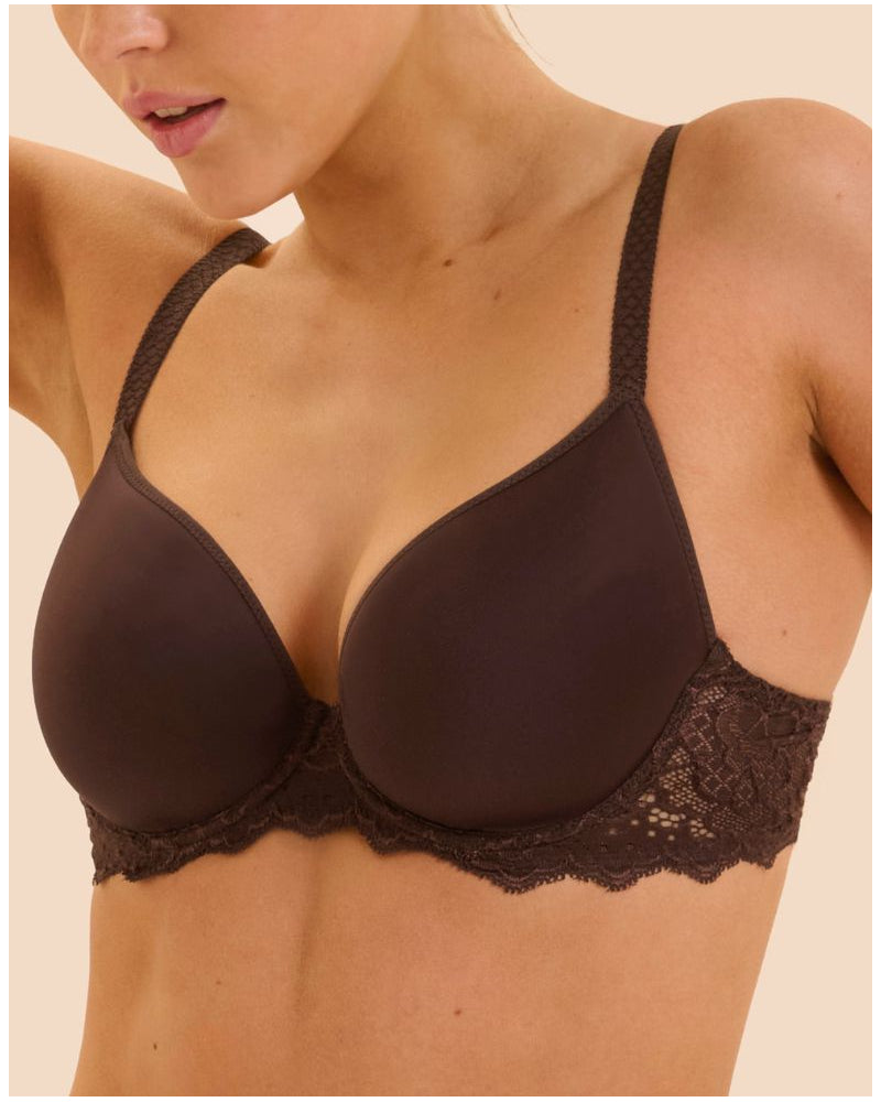 Simone Perele Caresse 3D Plunge Lace Underwire Bra - Cocoa