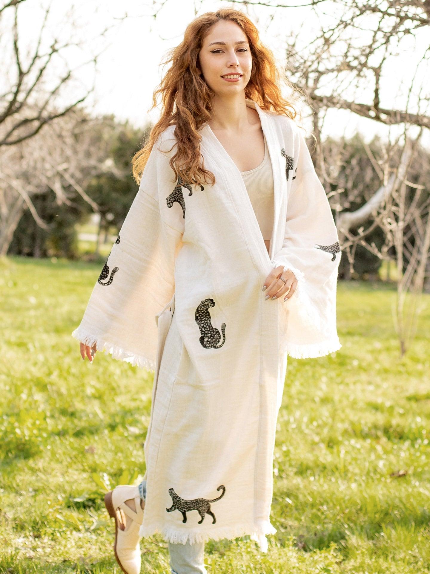 Moa Boho Tiger Long Kaftan Kimono