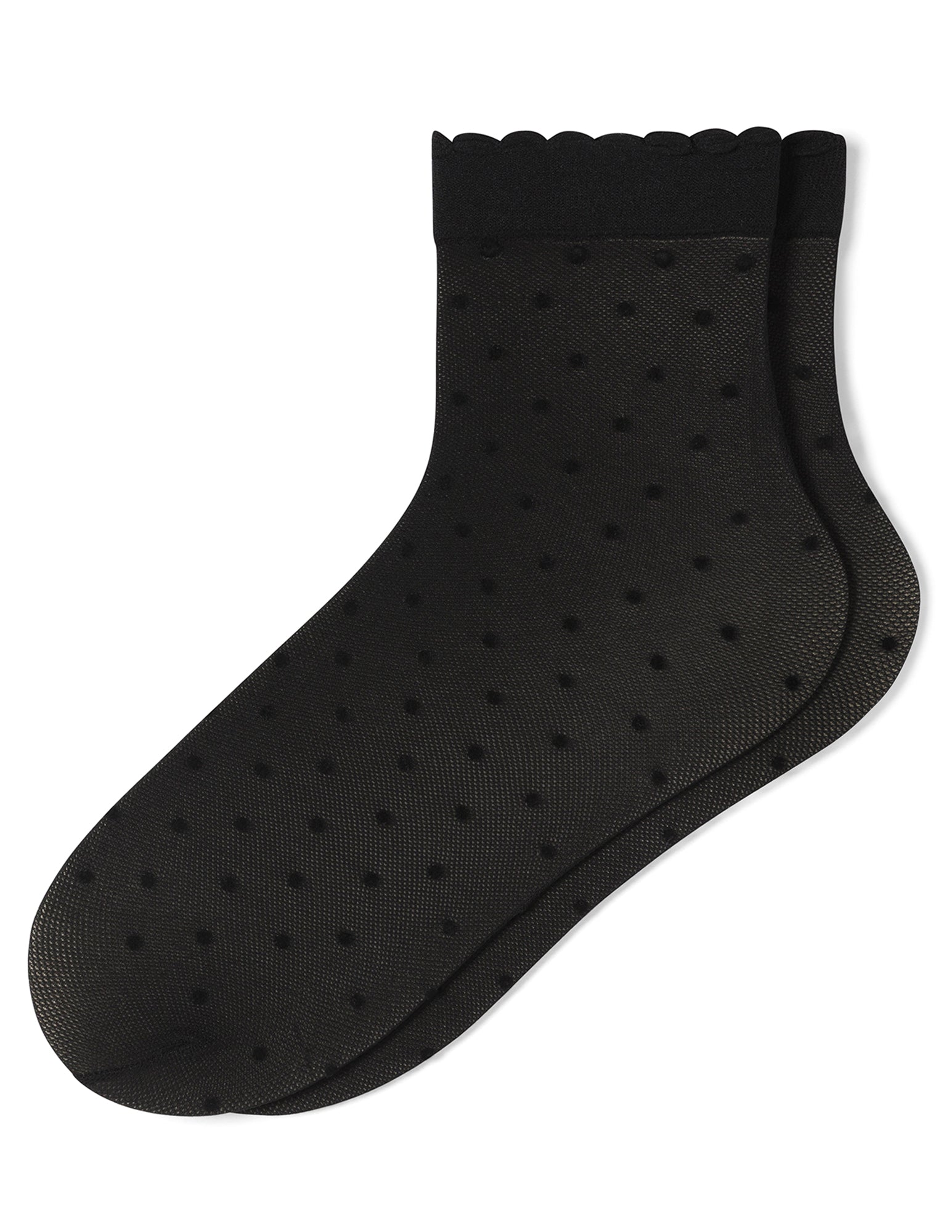 Hue Flocked Dot Mesh Anklet - Black