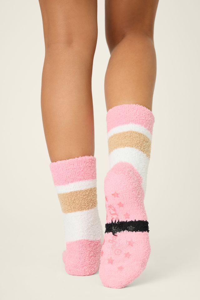 P.J. Salvage Holiday Cozies Santa Cozy Sock - Pink