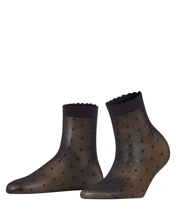 Moderately sheer ankle socks with black polka dots Socks