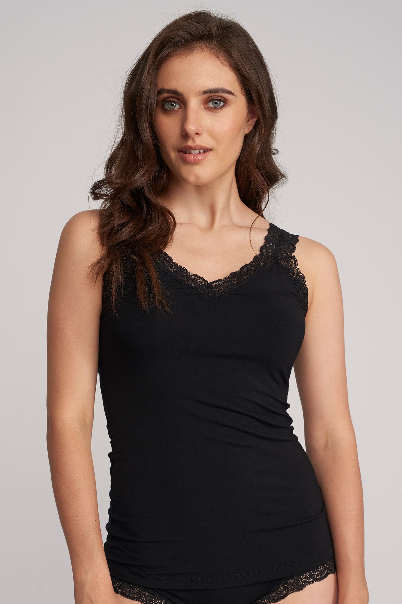Fleur't Lace Strap Camisole Small Black