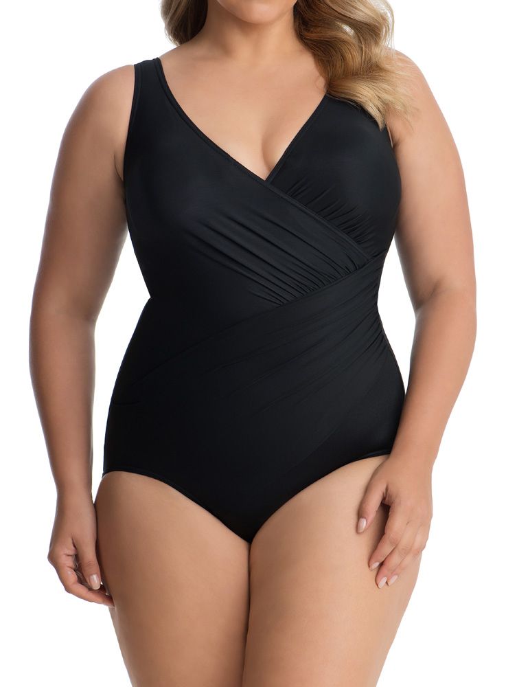 Miraclesuit Oceanus Solid Plus Size Swimsuit 16W Black (3488197705793)